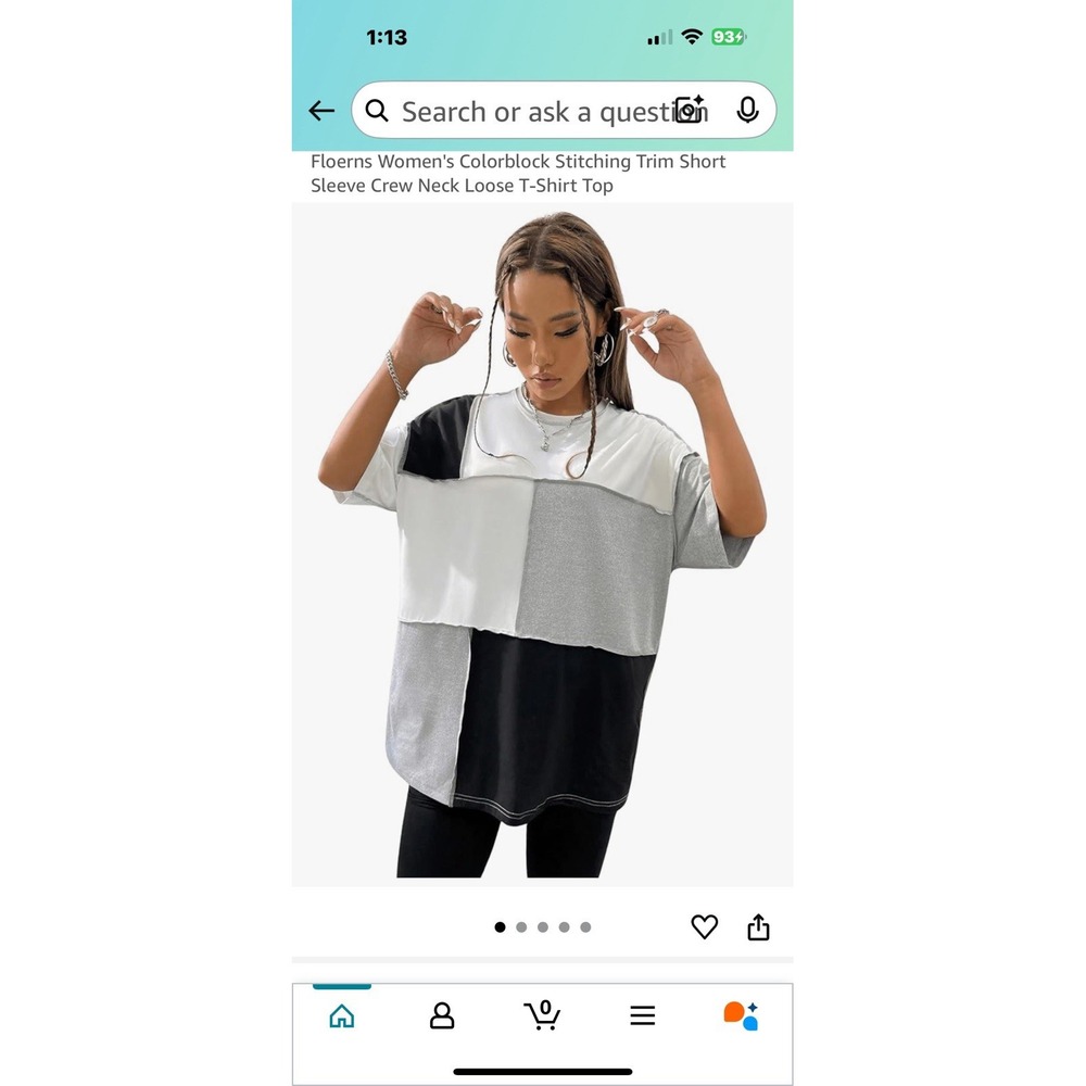 Color Block Oversized Cotton, Oversized, Extra Small Girls Top New 4191